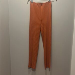 Whitney Port Cozeco Orange Pleated Cotton Pants - Large